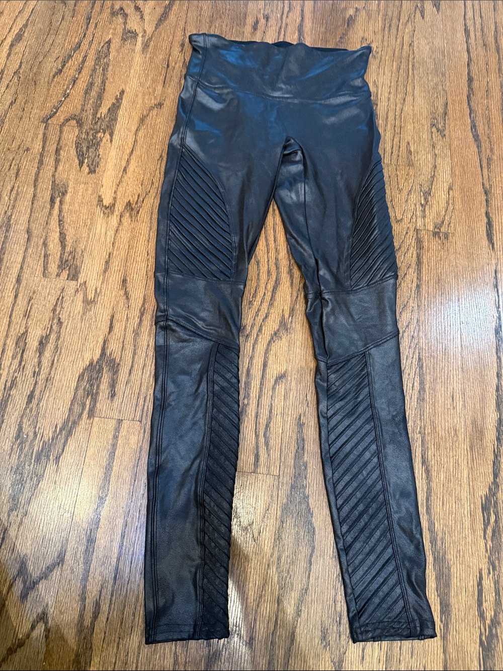 SPANX Black Moto-Style Faux Leather Leggings